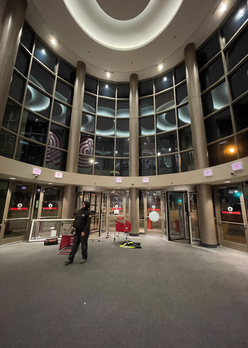 Target Vestibule with Revolving Glass Doors and Automatic Glass Sliding Doors