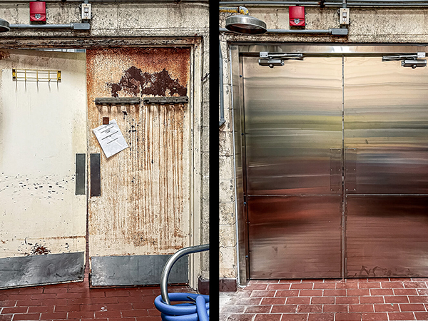 Pedestrian Door Before and After